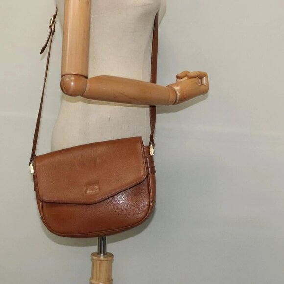 Burberrys Shoulder Bag Leather Brown Gold Auth - Picture 1 of 16